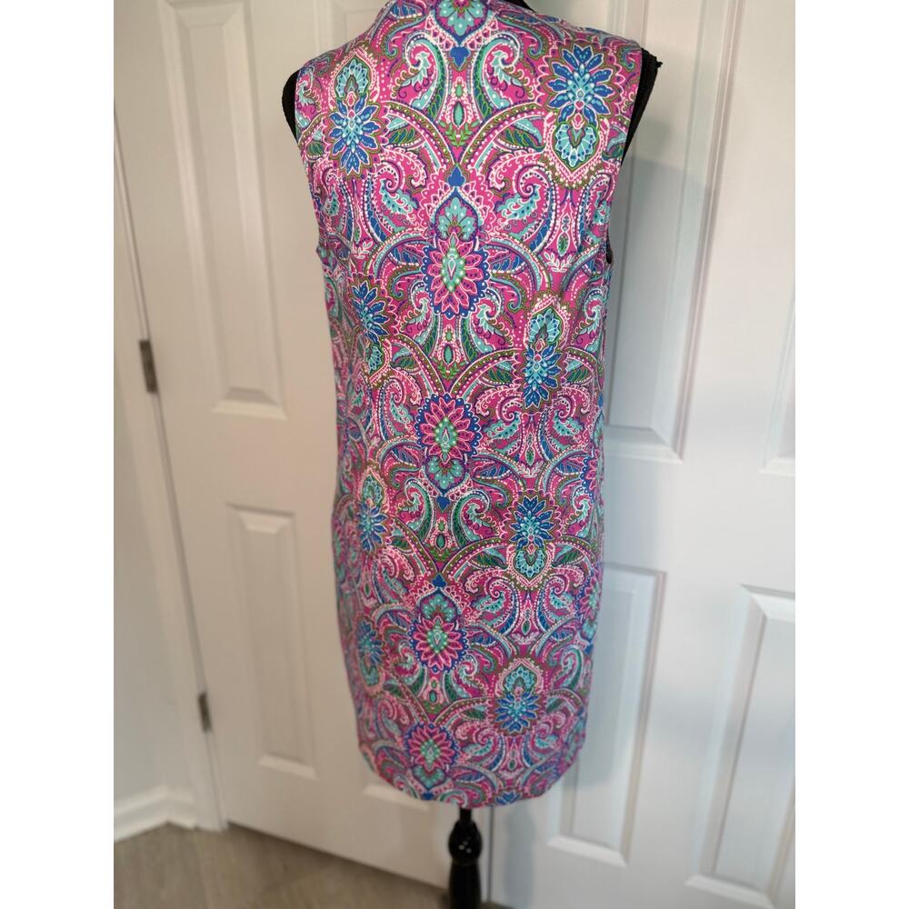 Martha Rowe Pink Paisley Shift Dress Sleeveless Summer Dress Size 10 - Picture 6 of 7